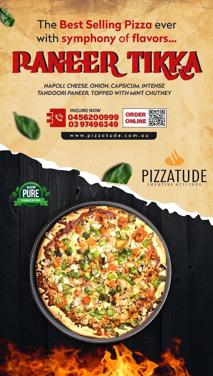 Menu, Pizzatude(Fully Vegetarian)