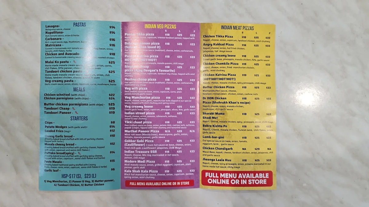 Menu, Pizzatude(Fully Vegetarian)