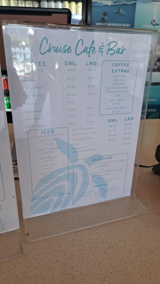 Menu, CRUISE CAFE & BAR