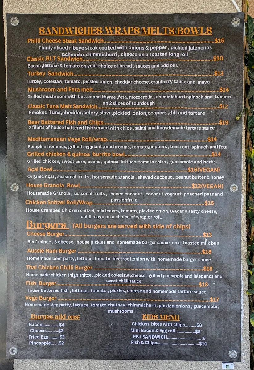 Menu, BLACKSHEEP CAFE&BAA
