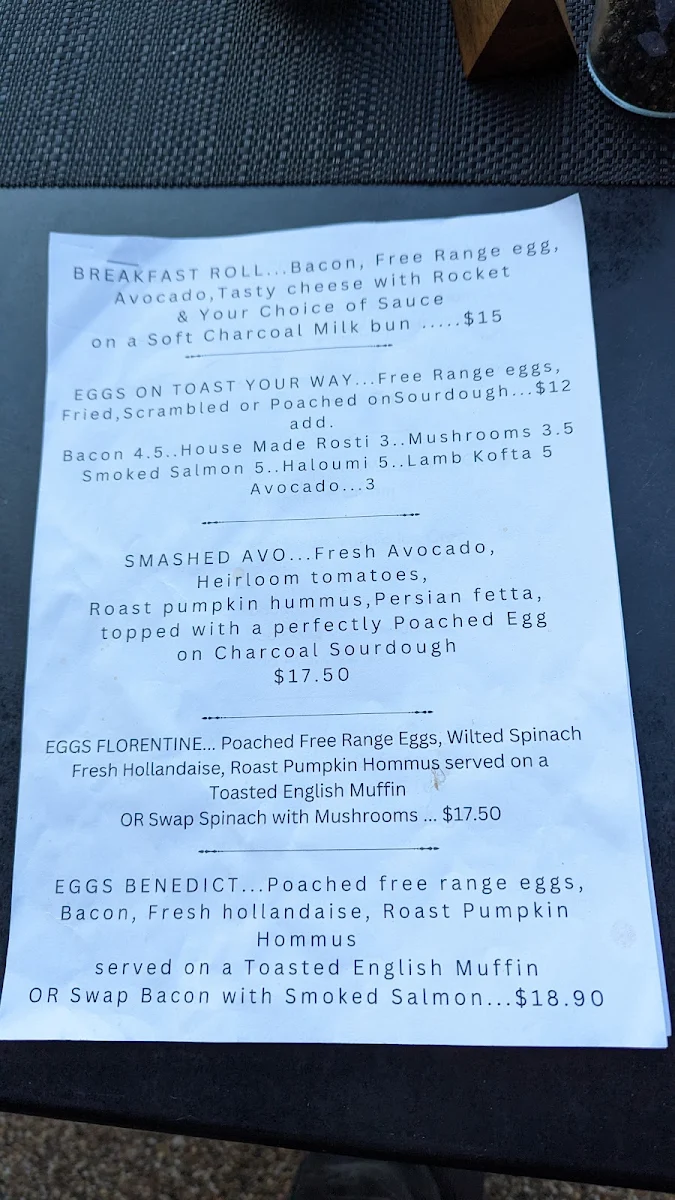 Menu, BLACKSHEEP CAFE&BAA