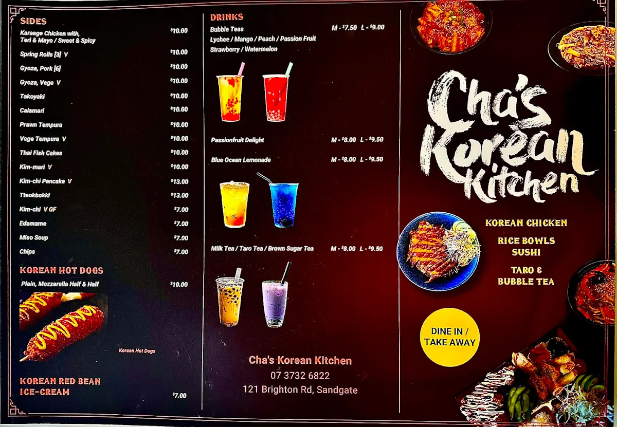 Menu, Cha’s Korean Kitchen