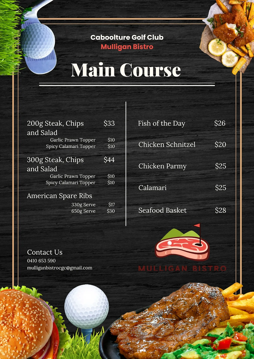 Menu, Mulligan Bistro