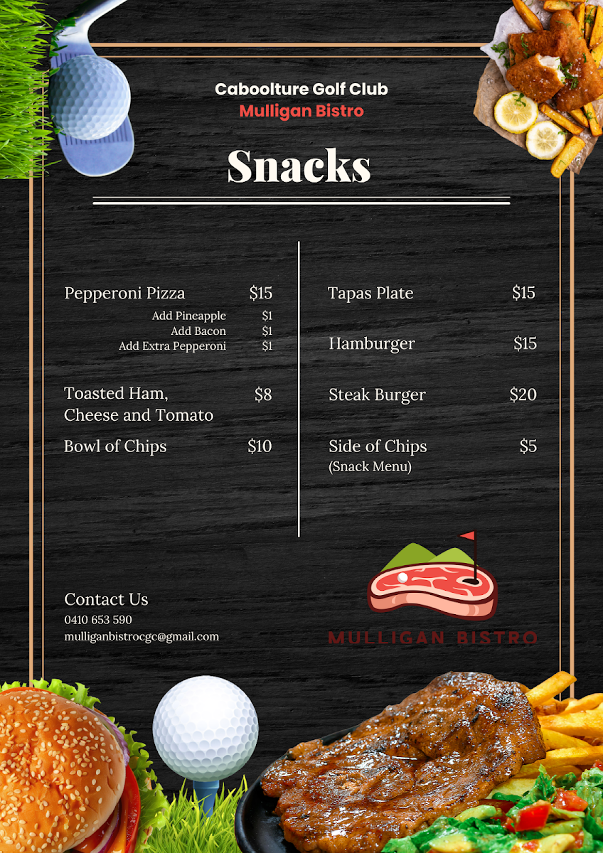 Menu, Mulligan Bistro
