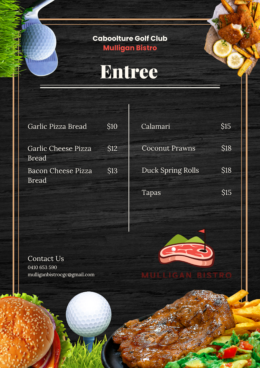 Menu, Mulligan Bistro