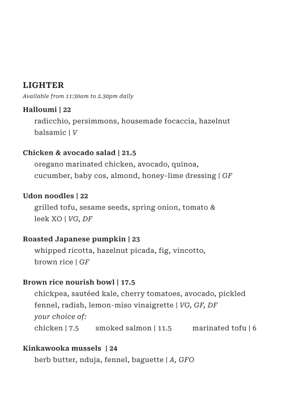 Menu, Taikunthi Restaurant