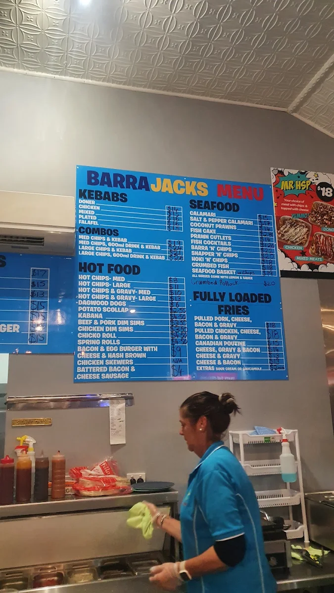 Menu, Barra Jacks Tenterfield