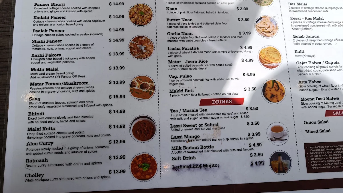 Menu, Gobind Sweets