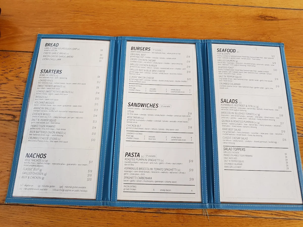 Menu, Beach House Bar & Grill CBD