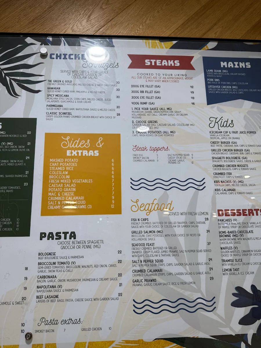 Menu, Beach House Bar & Grill CBD