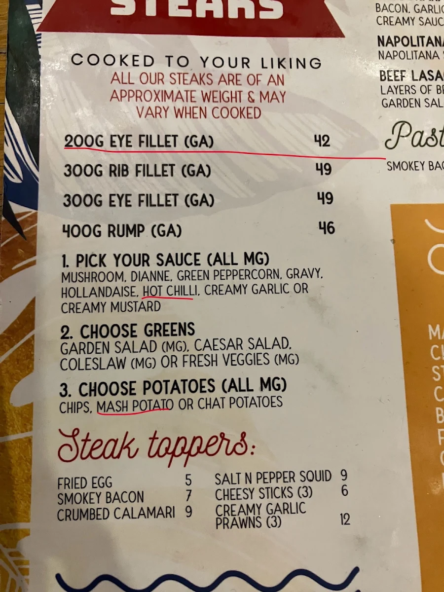 Menu, Beach House Bar & Grill CBD