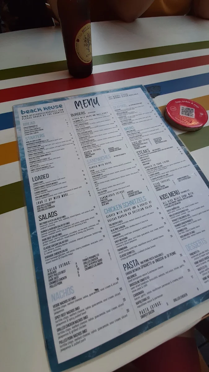 Menu, Beach House Bar & Grill CBD