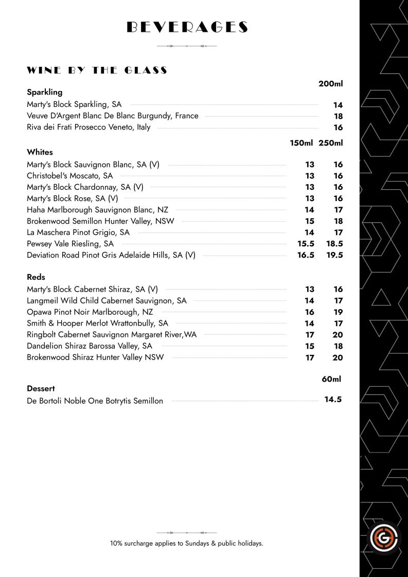 Menu, DECO Wine Bar & Restaurant