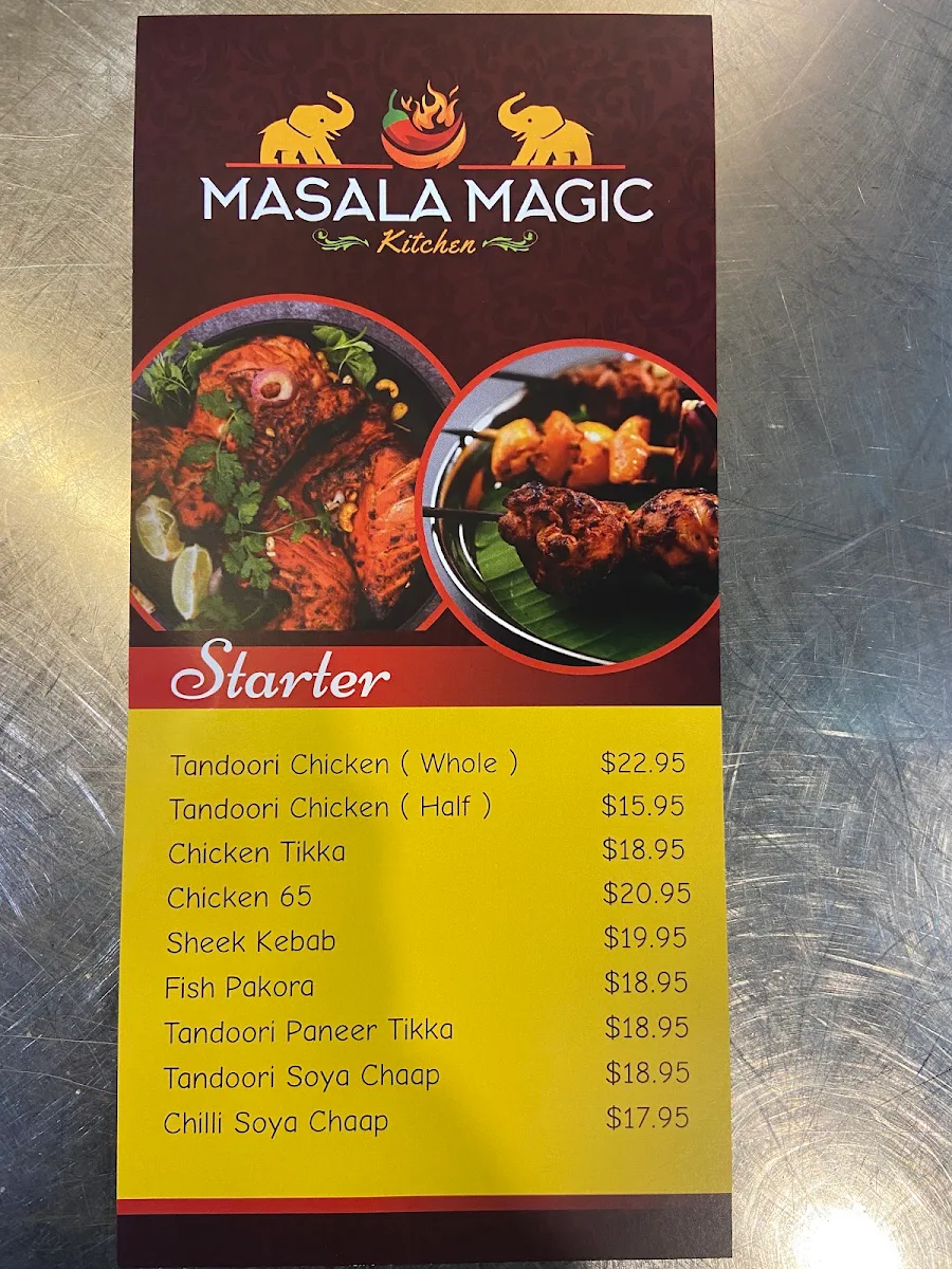 Menu, Masala Magic Kitchen
