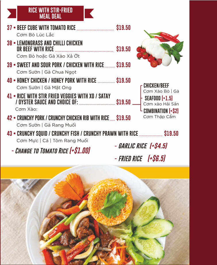 Menu, Pho More Riverwood