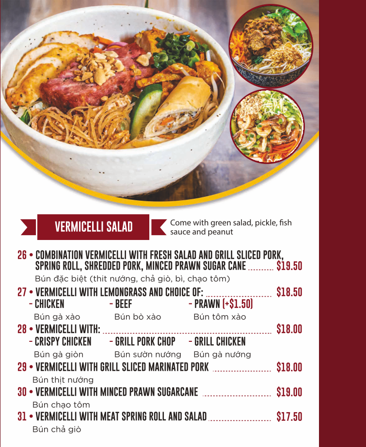 Menu, Pho More Riverwood