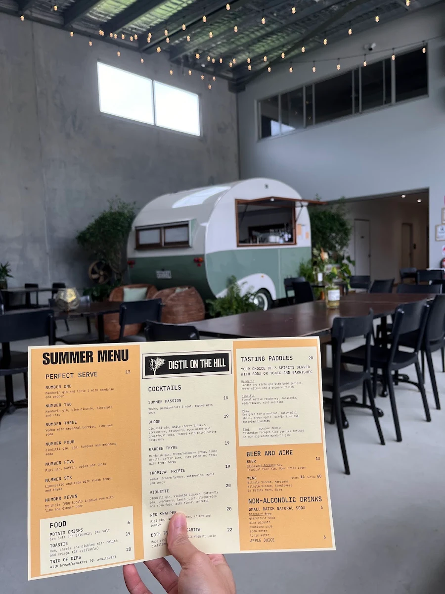 Menu, Distil on the Hill