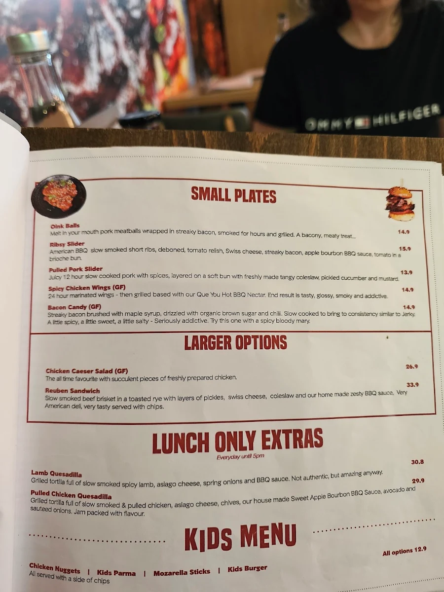 Menu, Third Wave BBQ Officer