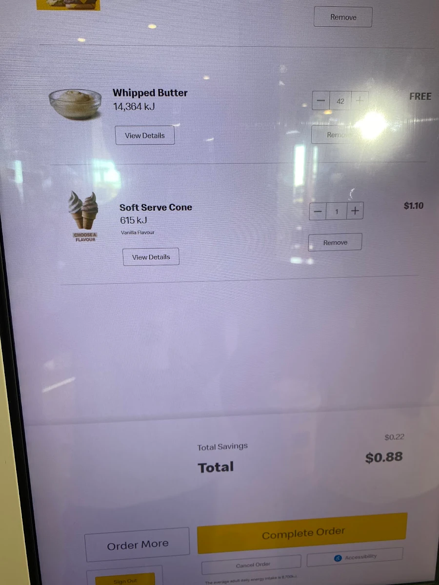 Menu, McDonald's Enfield SA
