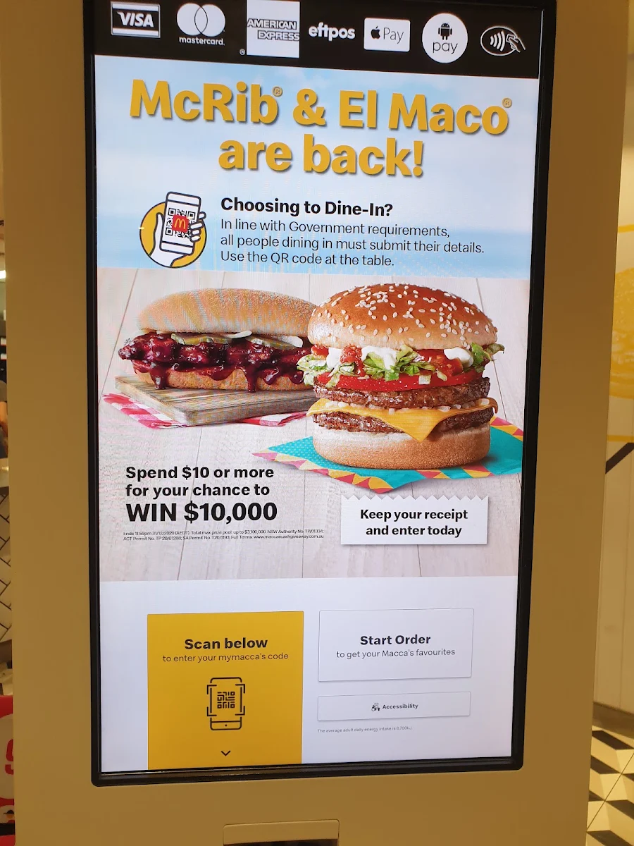 Menu, McDonald's Enfield SA
