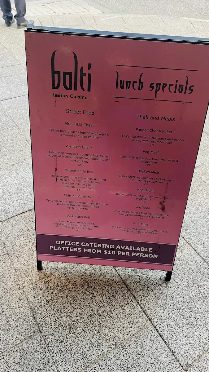 Menu, Balti Indian Restaurant
