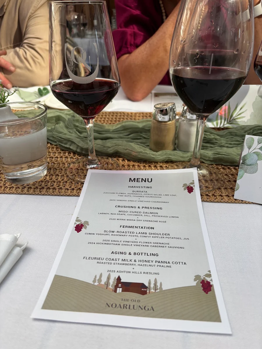 Menu, Old Noarlunga Hotel