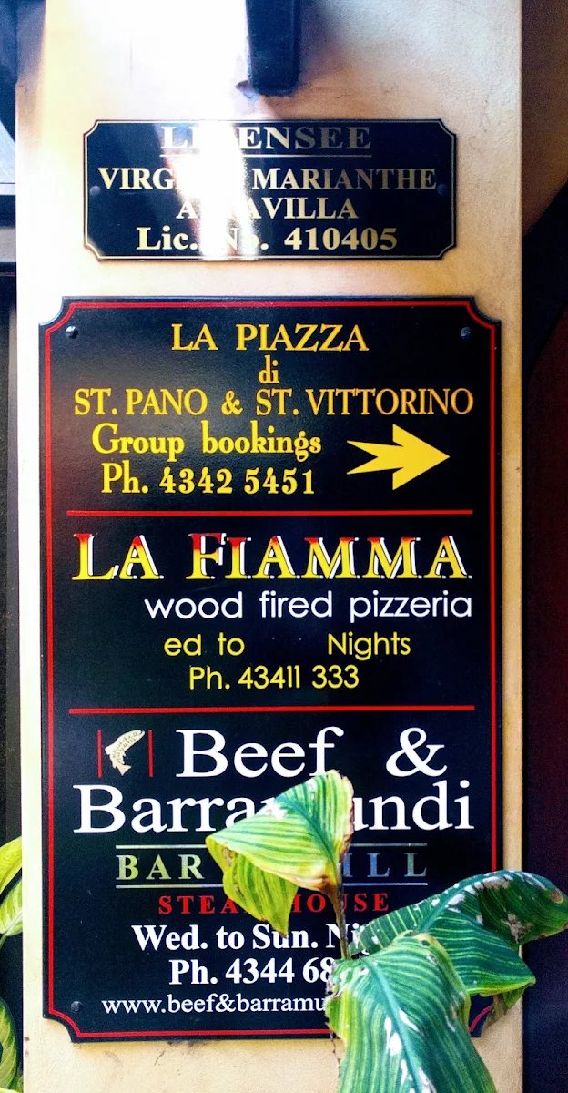 Menu, La Fiamma Woodfired Pizzeria Restaurant