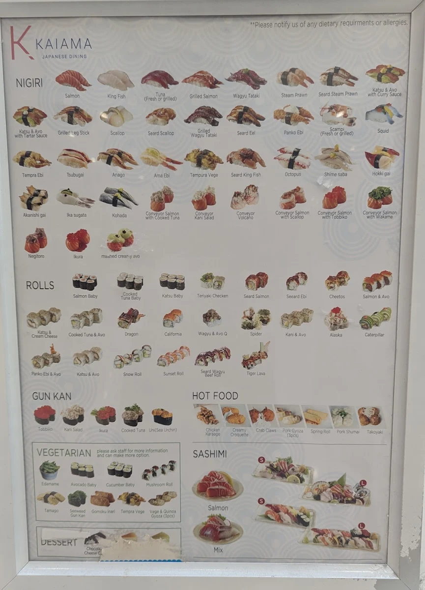 Menu, Kaiama Rhodes