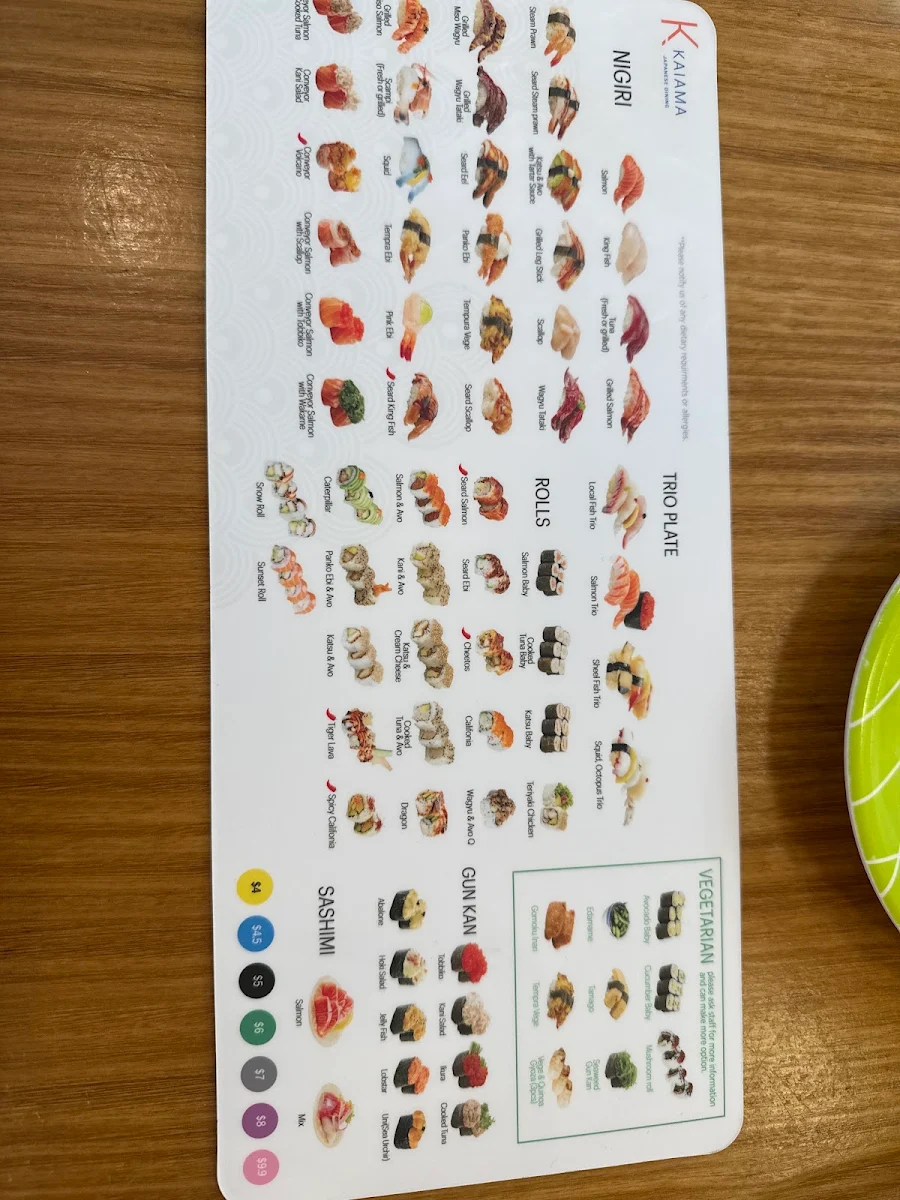 Menu, Kaiama Rhodes