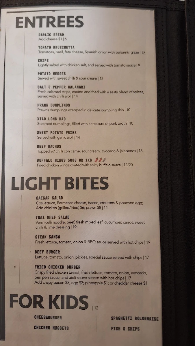 Menu, Milano Grill & Bar