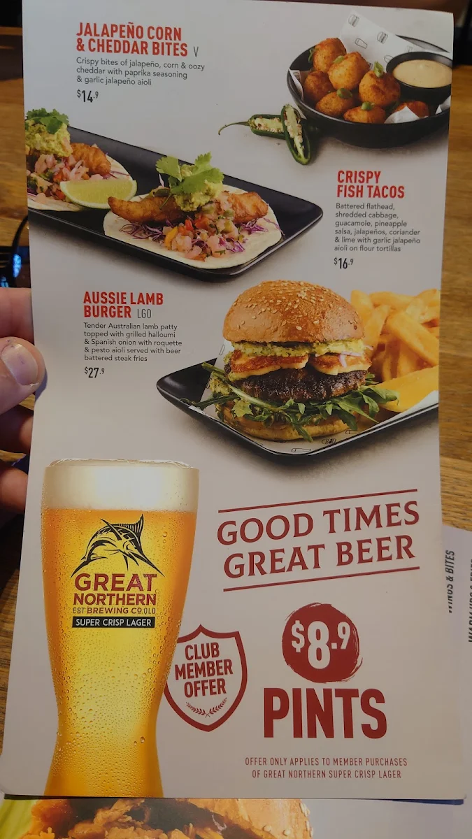 Menu, The Sporting Globe Bar & Grill Mordialloc