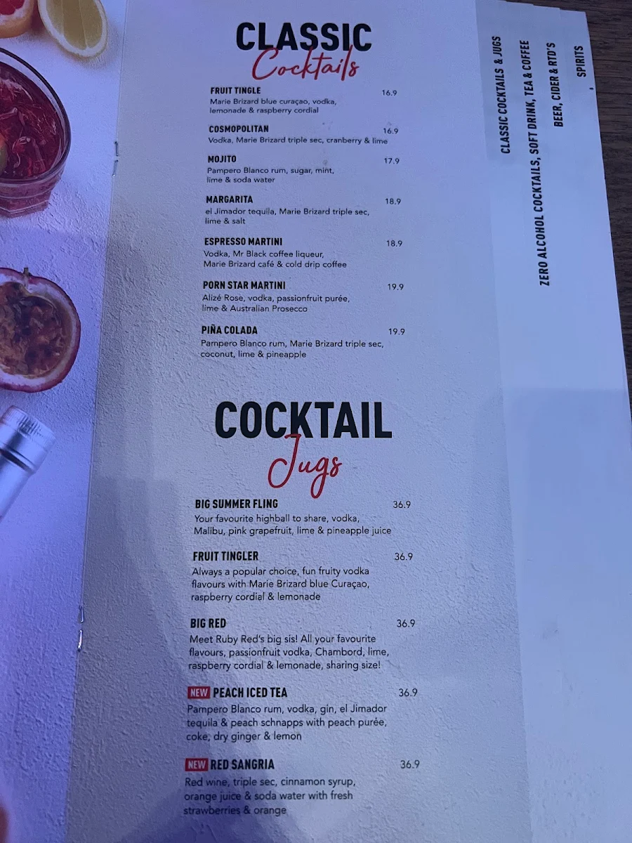 Menu, The Sporting Globe Bar & Grill Mordialloc