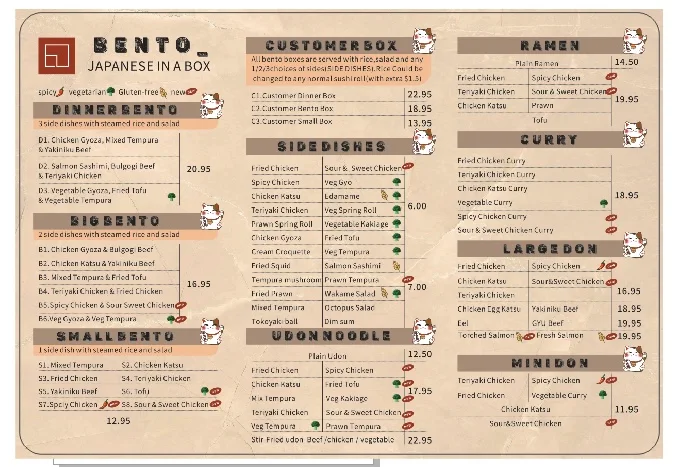 Menu, Bento Box on George