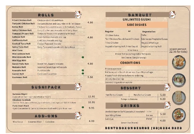Menu, Bento Box on George
