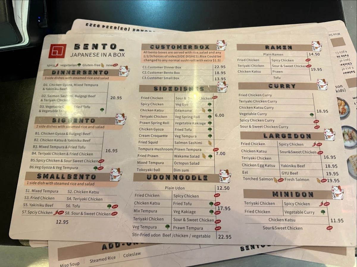 Menu, Bento Box on George
