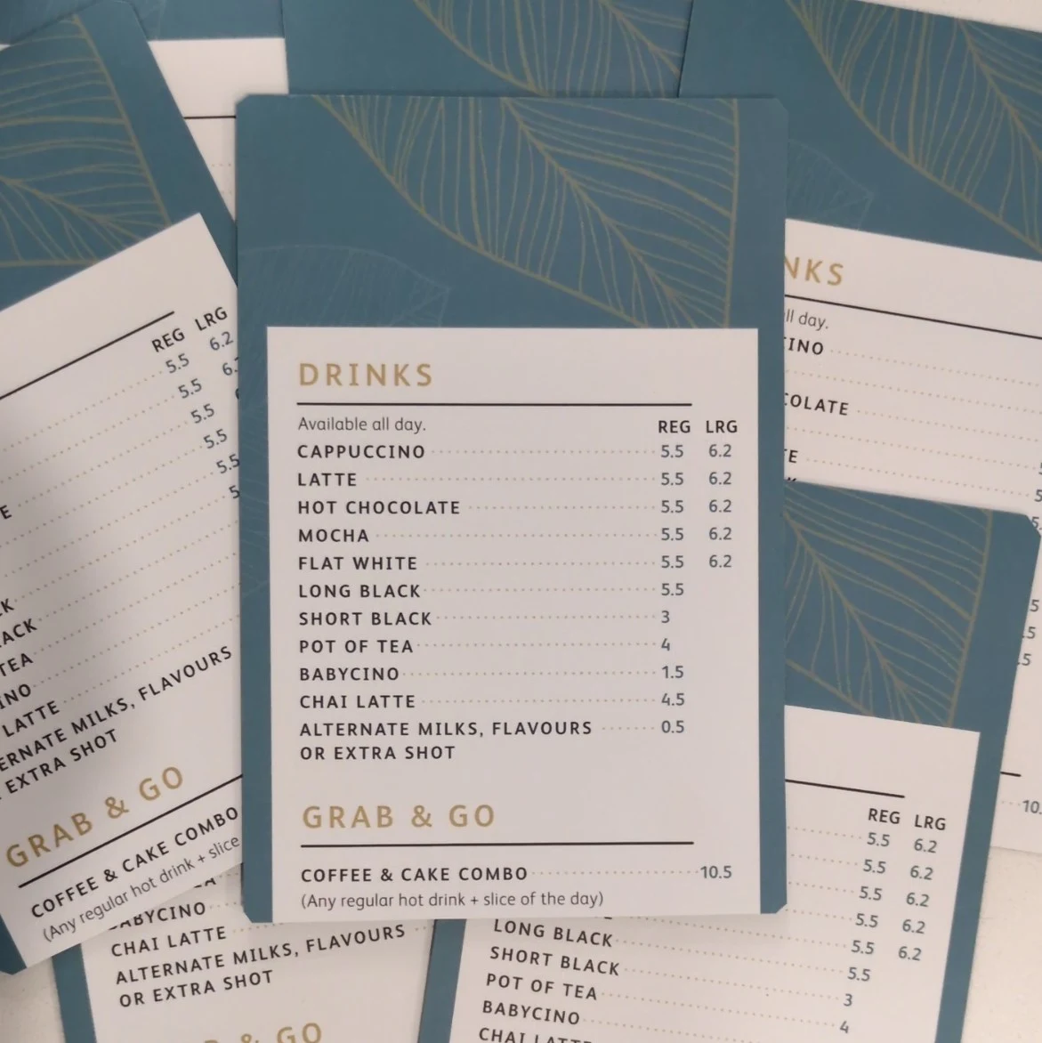 Menu, Café 8
