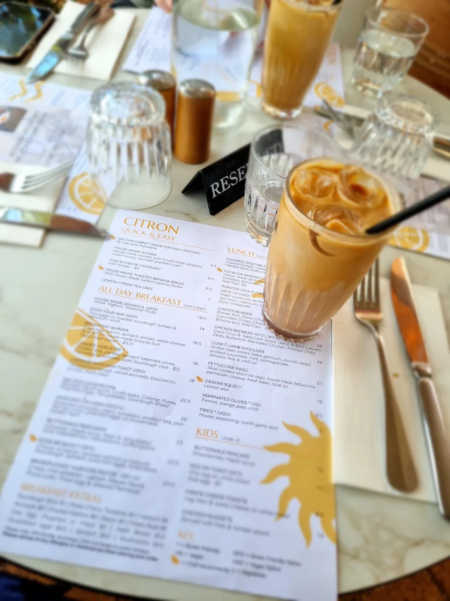 Menu, Citron Bayside