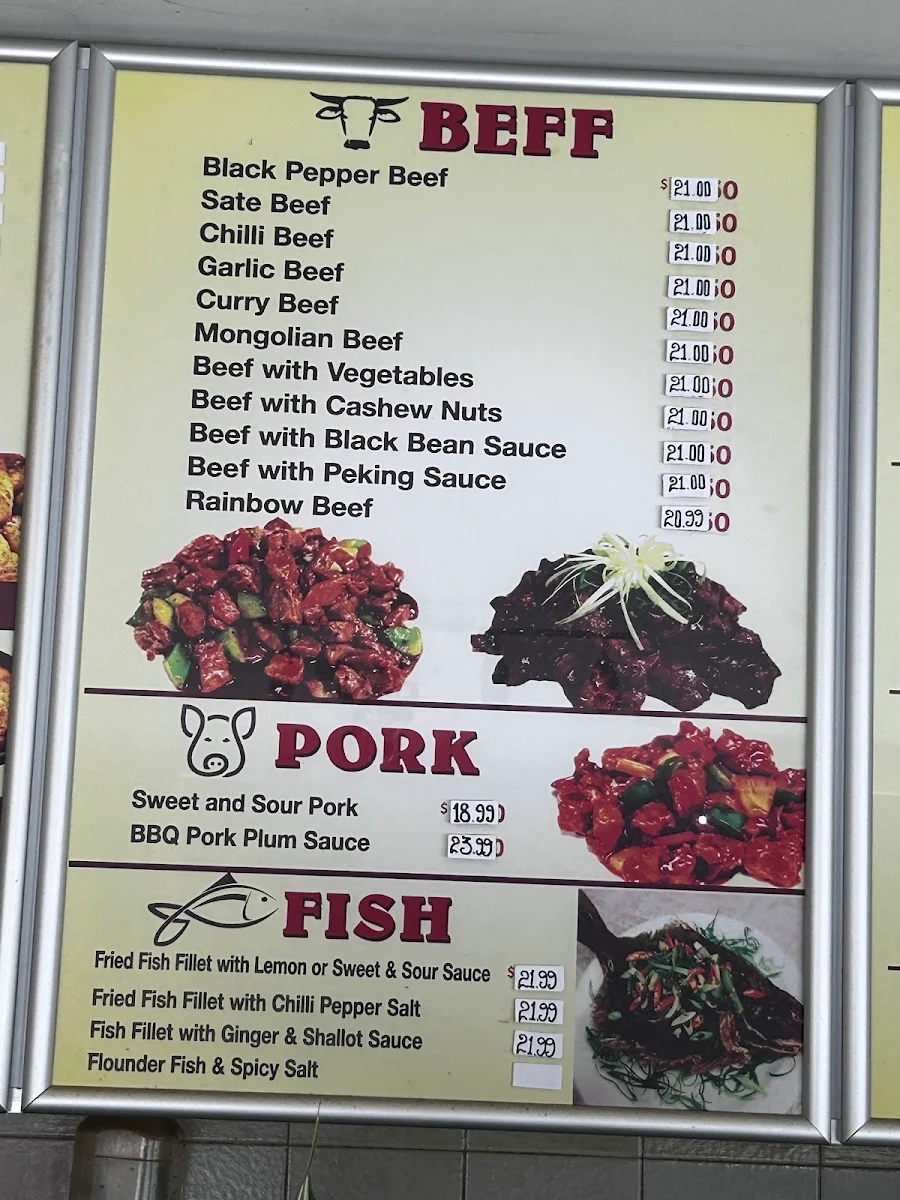 Menu, Glenfield Chinese & Fish & Chip shop
