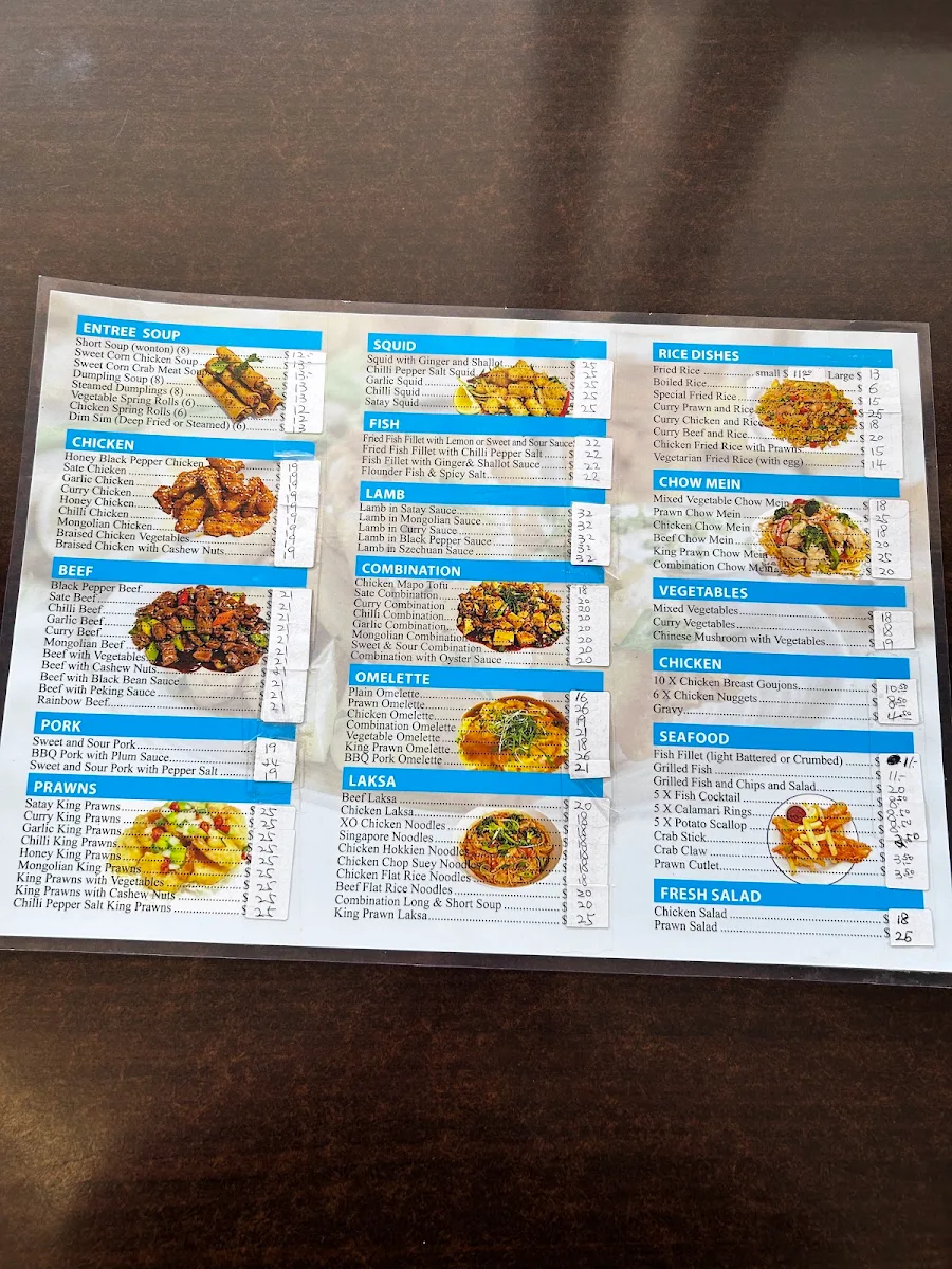 Menu, Glenfield Chinese & Fish & Chip shop