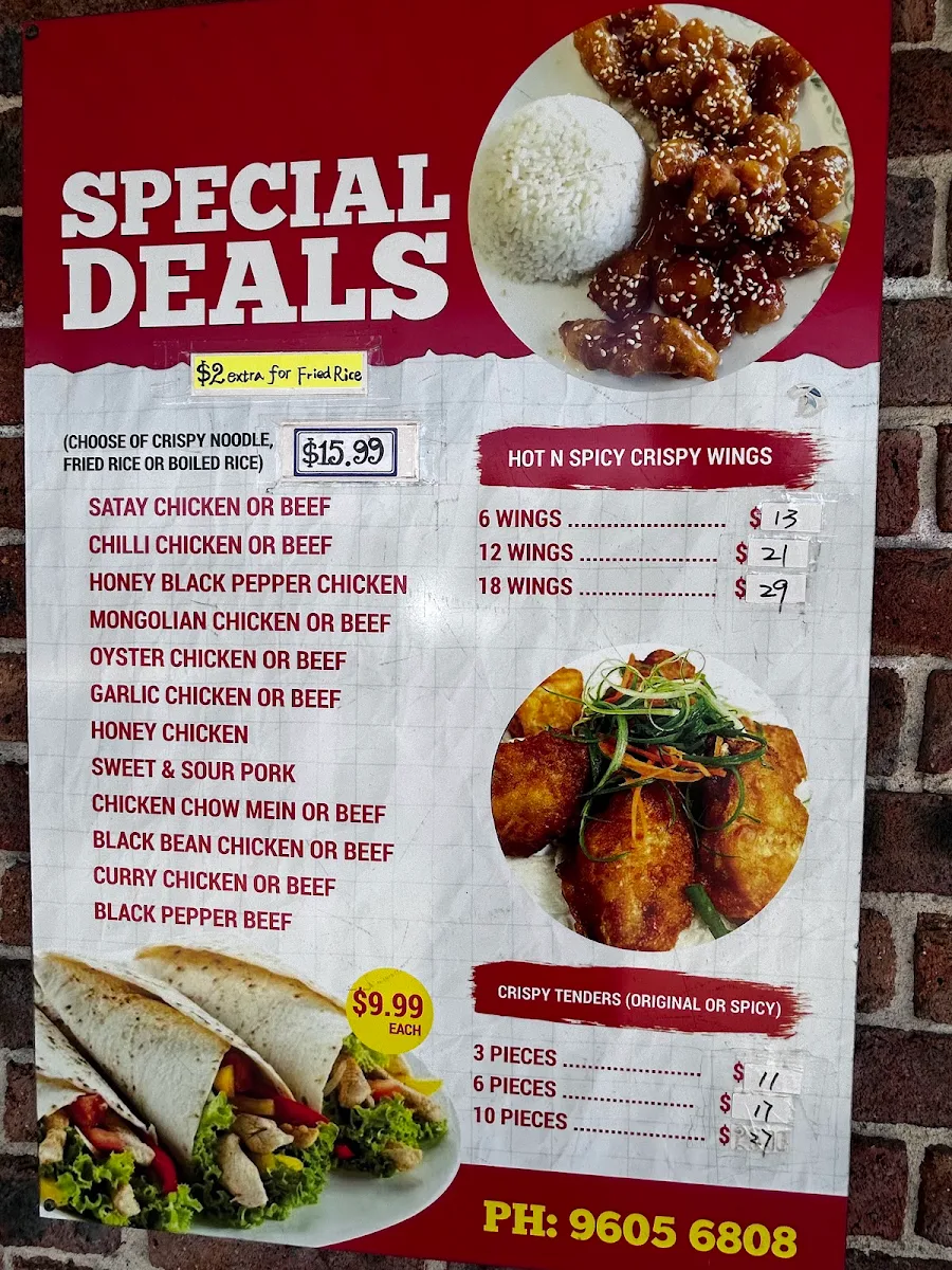 Menu, Glenfield Chinese & Fish & Chip shop