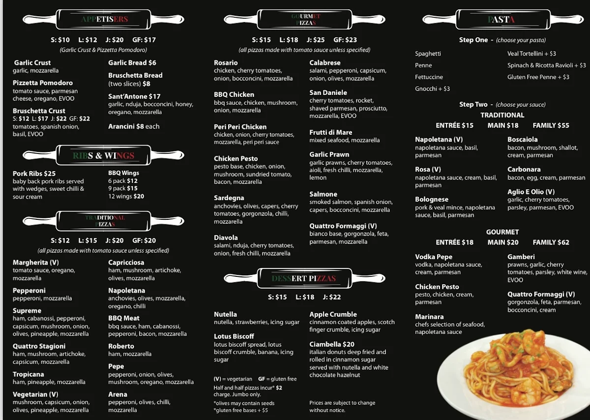 Menu, Pepe's Pizzeria & Restaurant (Narellan)