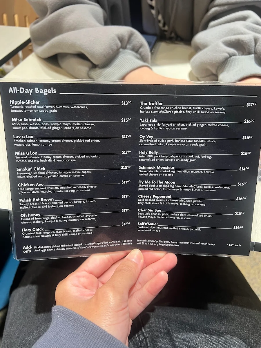 Menu, Schmucks Bagels