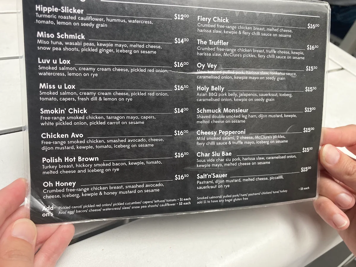 Menu, Schmucks Bagels