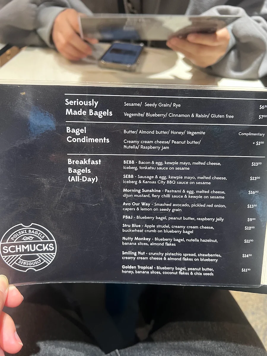 Menu, Schmucks Bagels