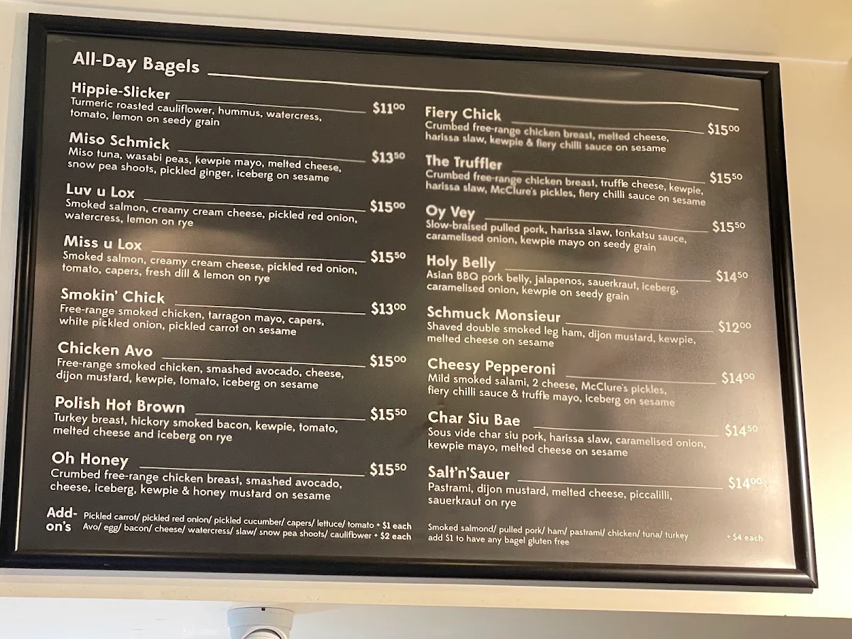 Menu, Schmucks Bagels