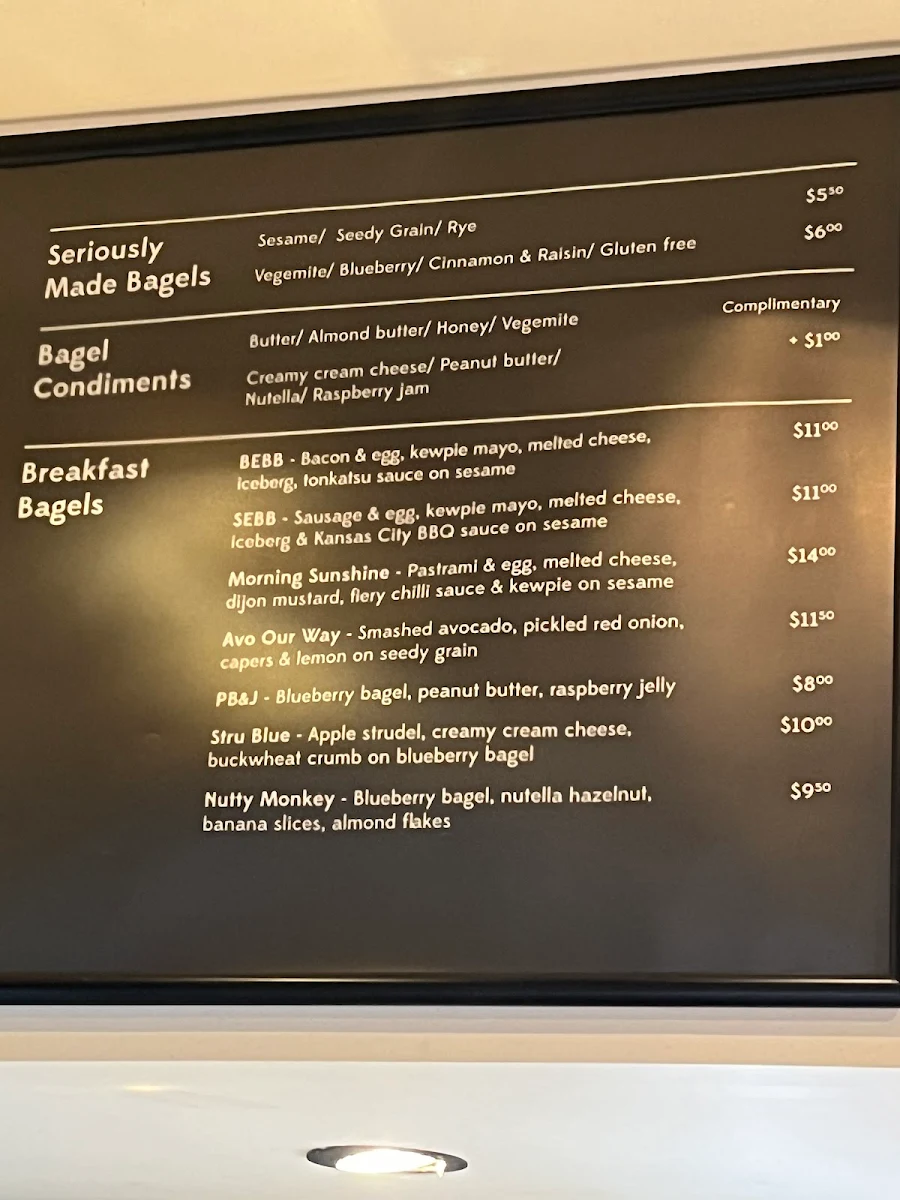 Menu, Schmucks Bagels