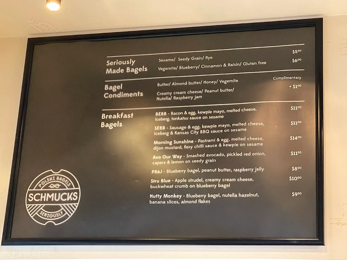 Menu, Schmucks Bagels