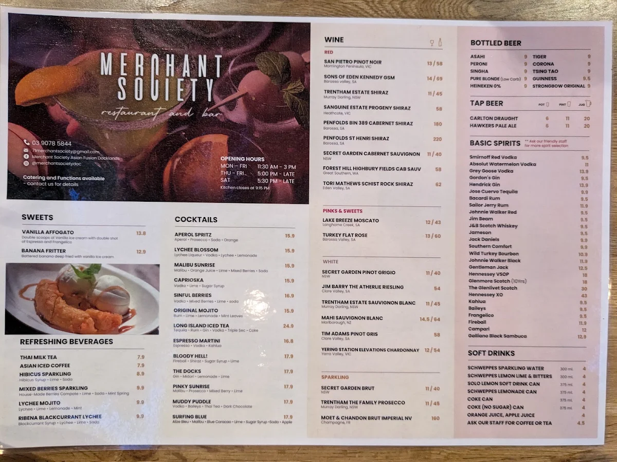 Menu, Merchant Society