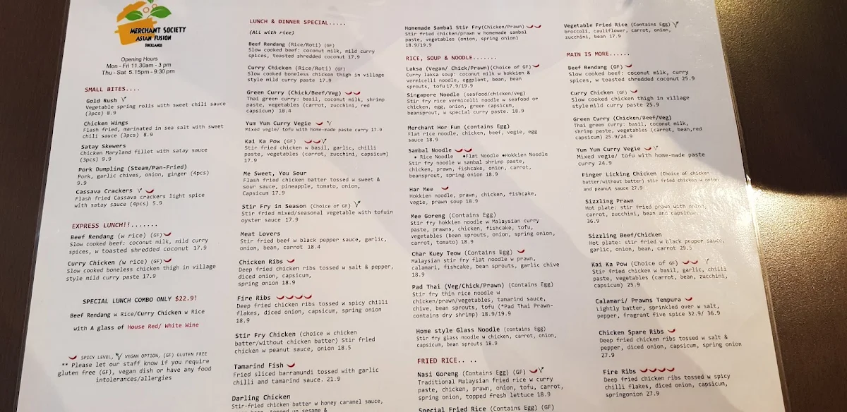 Menu, Merchant Society