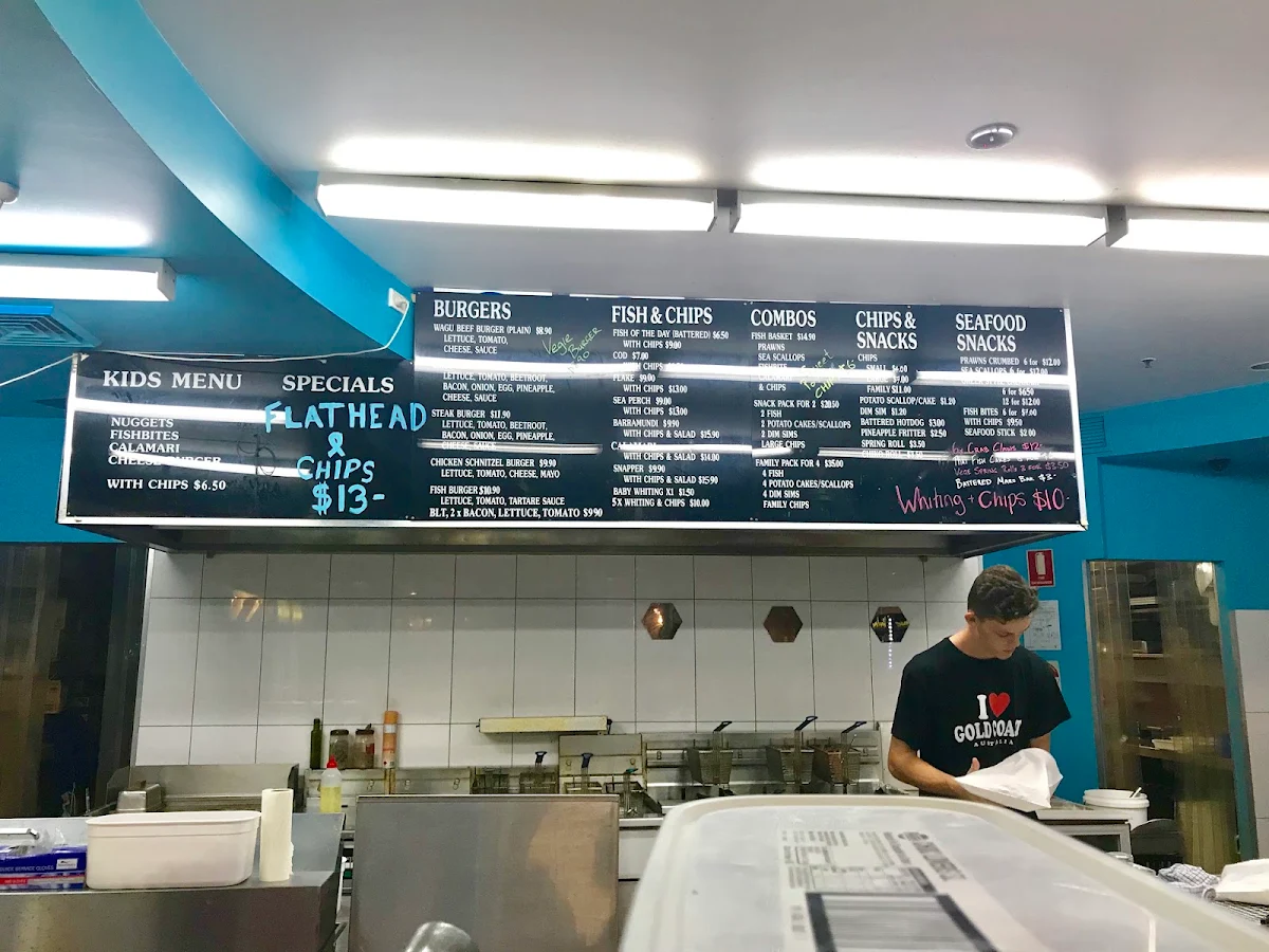 Menu, Caught 'n Cooked Fish & Chips Broadbeach
